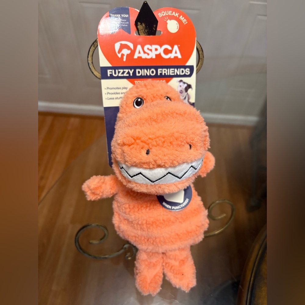 ASPCA Fuzzy Dino Friends Dinosaur-  Squeaky Dog Toy 12”